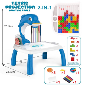 میز نقاشی پروژکتور دار کودک طرح دلفین TETRIS PROJECTION PAINTING TABLE-اسباب بازی